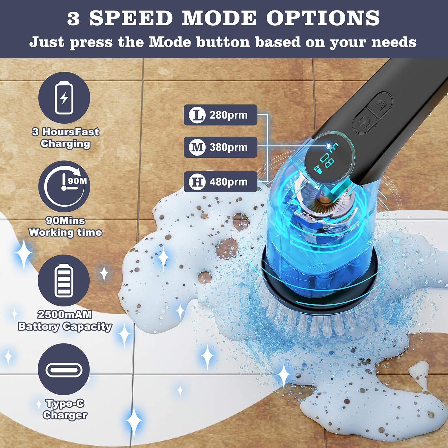 rechargeable electric scrubbing brush